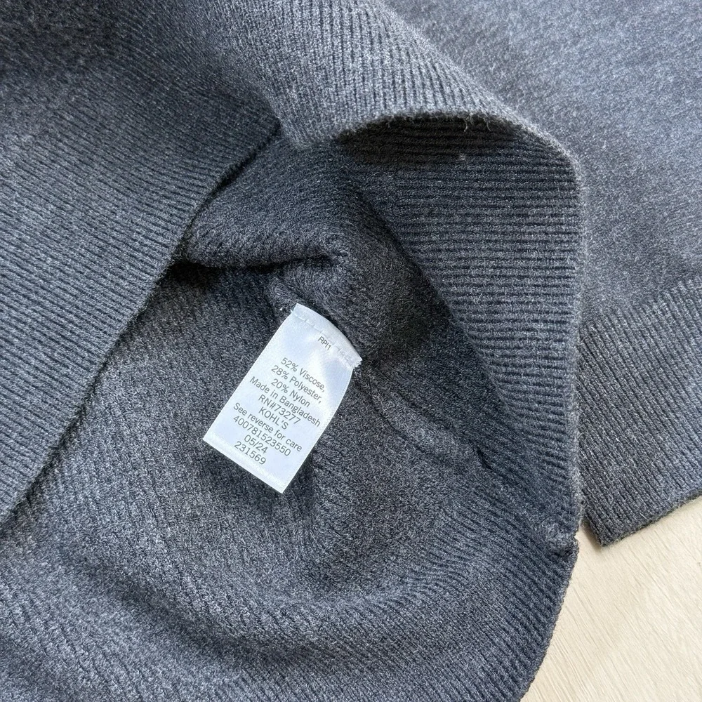 NEW FLX 1/4 Zip Sweater Men's M Charcoal Gray Mock Neck Pullover Knit Bangladesh